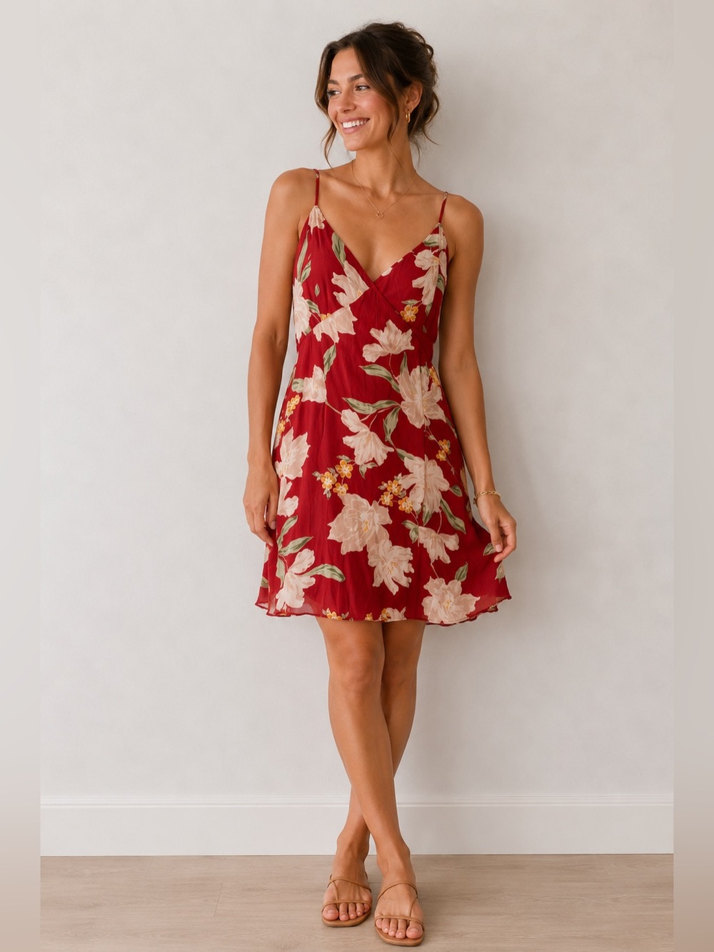 Amuse Society Red Tropical Floral Mini Slip Dress | Size Small | Boho Summer